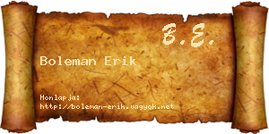 Boleman Erik névjegykártya